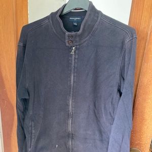 Full zip Dark Navy Blue, 100% cotton sweatshirt